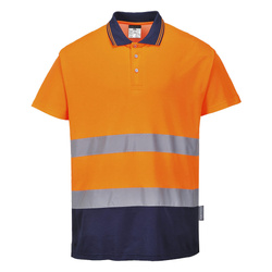S174 - Koszulka polo dwukolorowa Cotton Comfort  - Pomarańczowy/Granat
