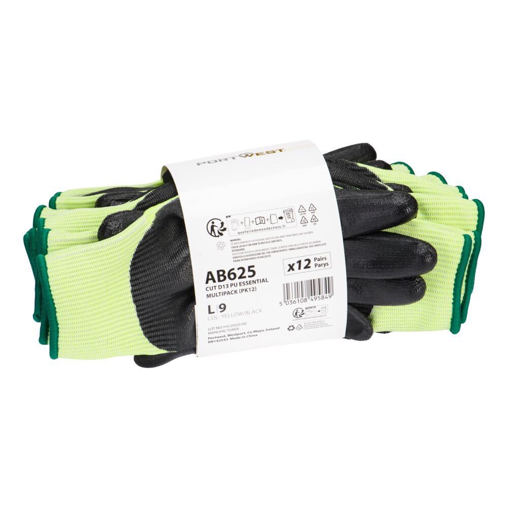 AB625 - Rękawice antyprzecięciowe D13 PU Essential Multipack (PK12) - Portwest