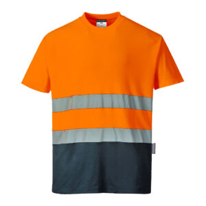 S173 - T-shirt dwukolorowy ostrzegawczy Cotton Comfort - Portwest
