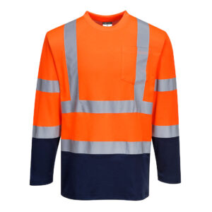 S280 - Dwukolorowa koszulka t-shirt Cotton Comfort z długimi rękawami - Portwest