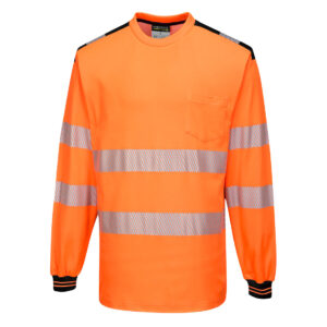 T185 - T-shirt ostrzegawczy PW3 z długim rękawem - Portwest