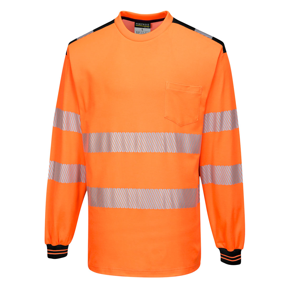 T185 - T-shirt ostrzegawczy PW3 z długim rękawem - Portwest